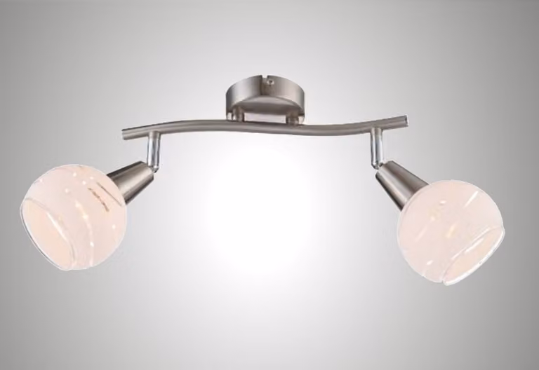 TRANGO 2 luci 1001-22D Plafoniera LED *OLIVIA* incl. 2x lampadine LED dimmerabili a 3 livelli 3000K bianco caldo I Plafoniera in look acciaio inox con vetri di design