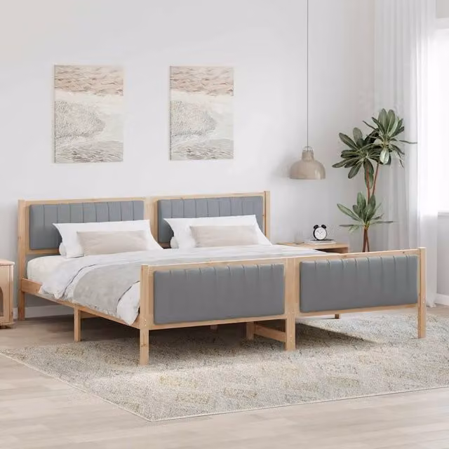 Struttura del Letto Marrone e grigio chiaro 200 x 200 cm 3394298