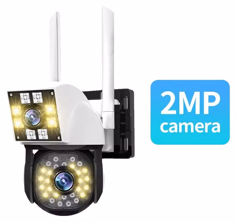 Telecamera di sicurezza, visione panoramica a 360°, visione notturna, 2 MP, spina UE