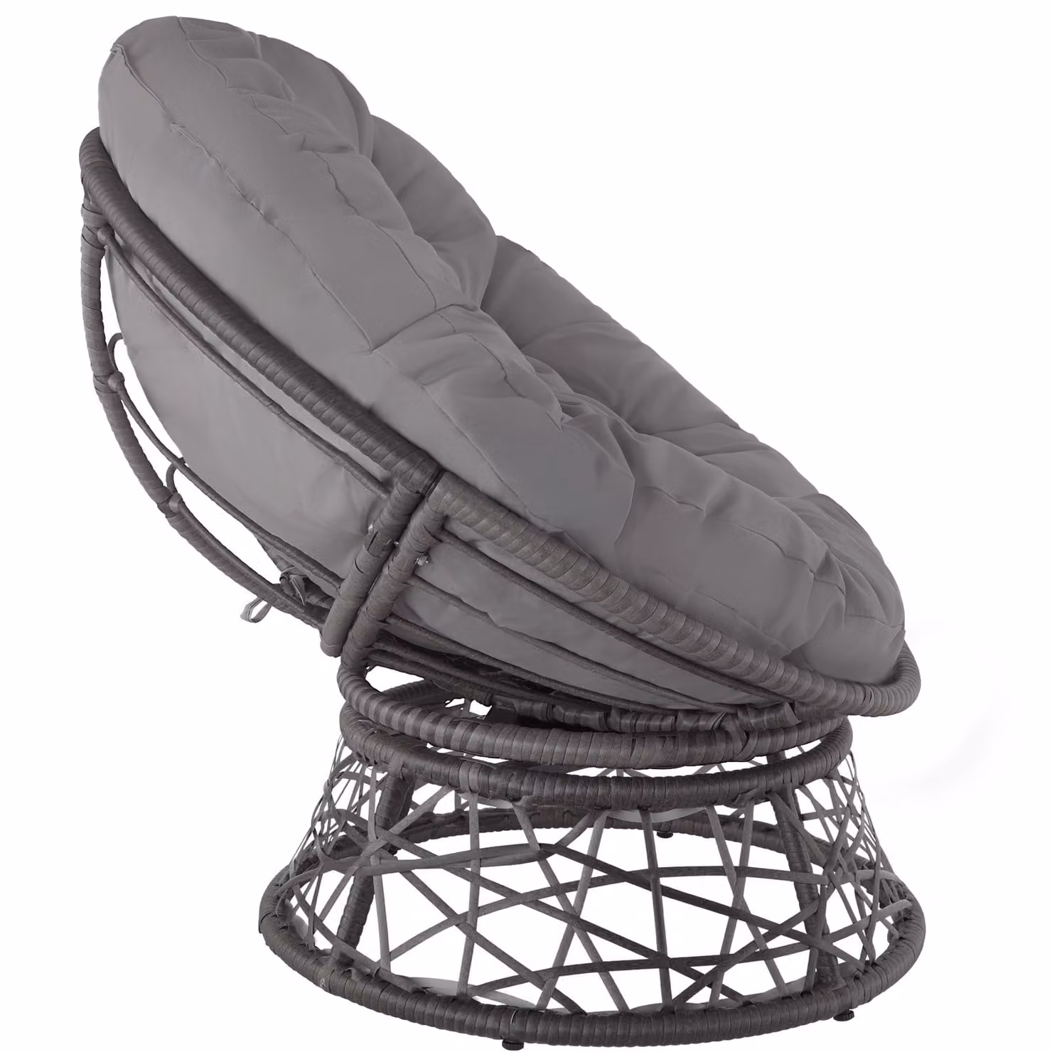 Poltrona girevole da giardino Gargano TecTake in rattan e metallo, grigio
