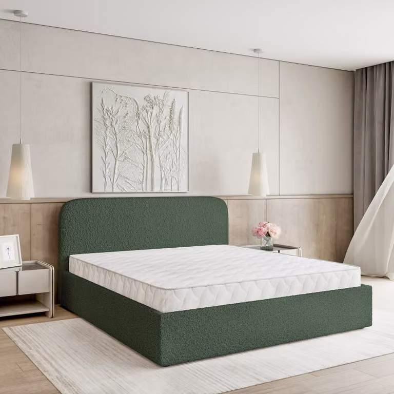 Letto imbottito Masseno RENIVE 180x200 cm, letto imbottito con cassettiera -Verde, QUELLE 37