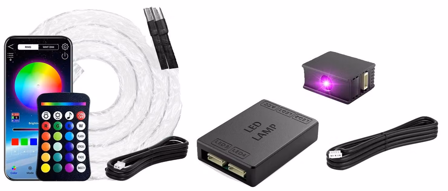 Guide luminose, selezione colori RGBW, installazione flessibile, confezione da 300 pezzi, lunghezza 1,5 metri