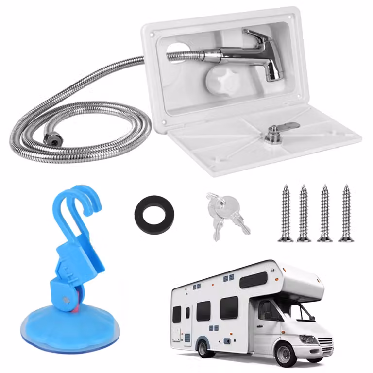 Solidchoice - Kit doccia esterno per camper, con rubinetto per acqua calda e fredda