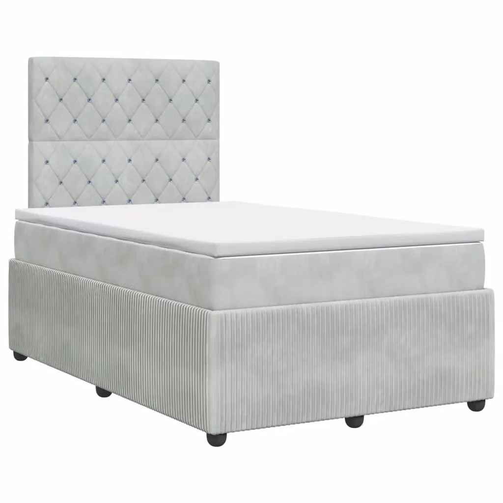 Letto box spring con materasso vidaXL in tessuto grigio chiaro e bianco L/P: 120 x 200 cm – 2