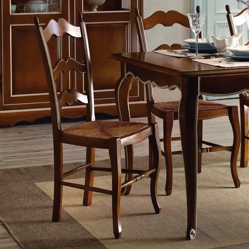 Sedia country in legno massello e paglia multicolore Mobili 2G L: 43 cm, P: 50 cm, H: 102 cm – 2