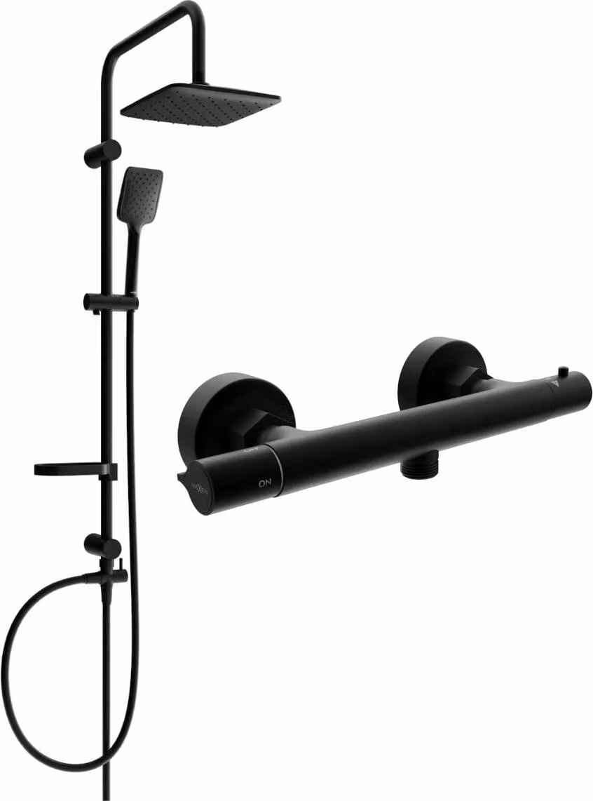 Mexen Sven set doccia esterno con soffione e miscelatore doccia termostatico Slim, nero - 77105262-70