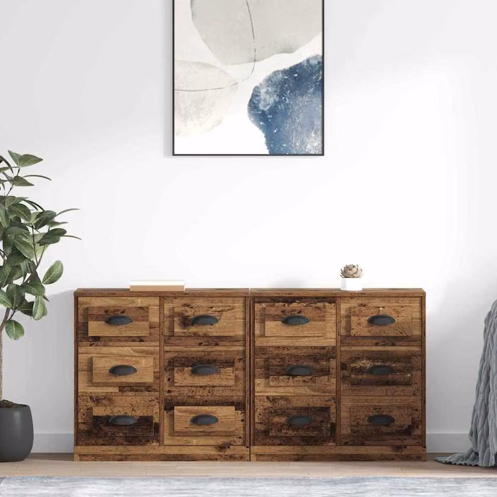 Set di 2 Sideboard vidaXL in stile moderno color marrone con finitura opaca, L/P/H: 70 x 35,5 x 67,5 cm – 1