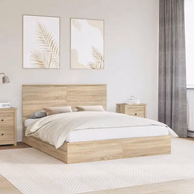 Letto con Contenitore con testiera-Struttura Letto con contenitore Rovere Sonoma 160 x 200 cm 741816