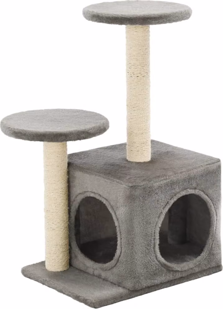 Albero per Gatti con Pali Tiragraffi in Sisal 60 cm Grigio