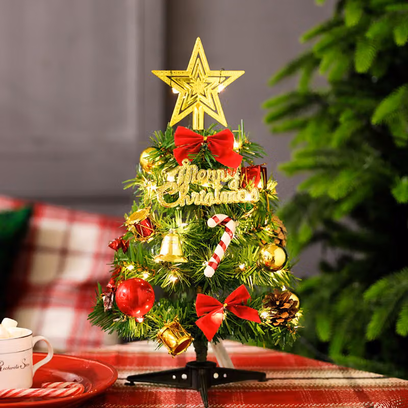 Mini albero di Natale, LED 11.8inch mini albero di Natale con, Mini abete per tavolo, albero di Natale in miniatura, albero di Natale artificiale, 80% cloruro di polivinile, B