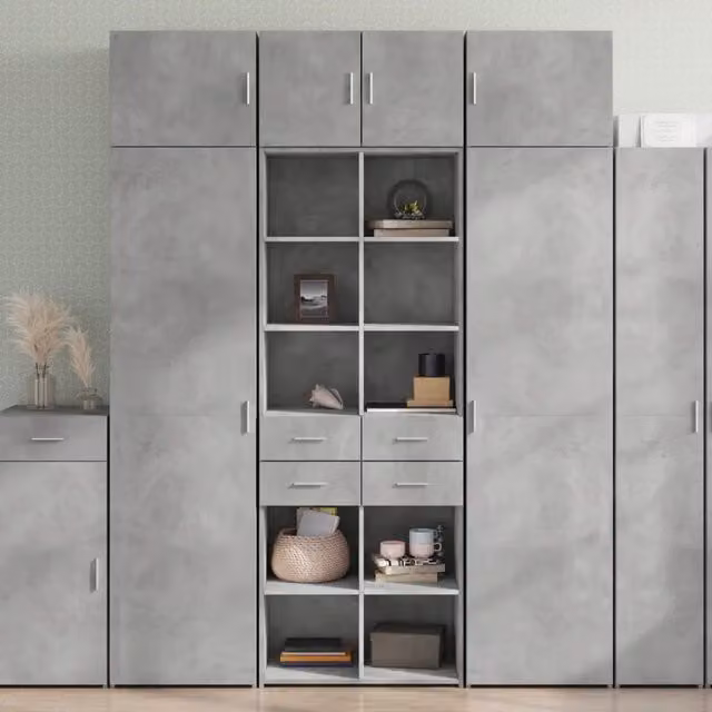 Credenza-Buffet-Armadio da cucina Grigio Cemento 70x42,5x185 cm in Legno Multistrato 279501