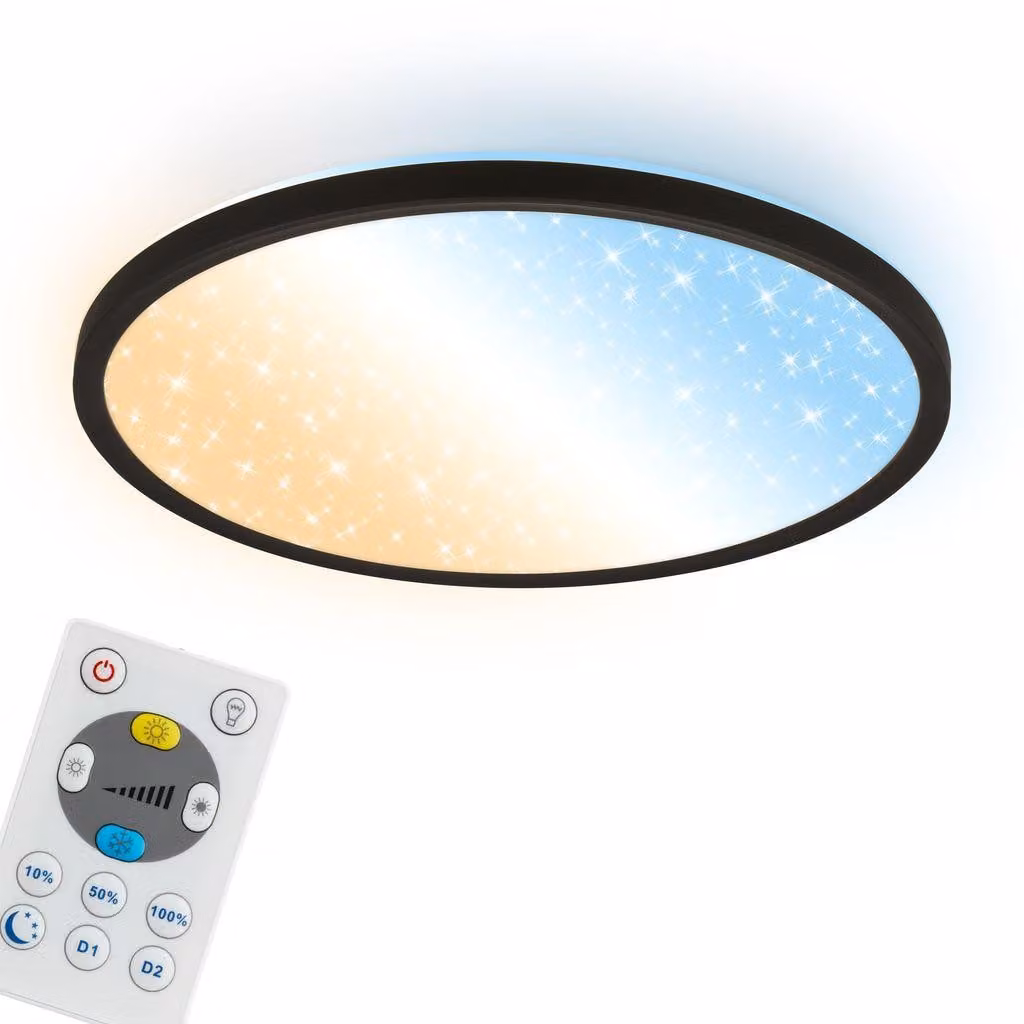 Lampada da soffitto a LED, illuminazione per soggiorno, dimmerabile, con telecomando, controllo della temperatura di colore (CCT)