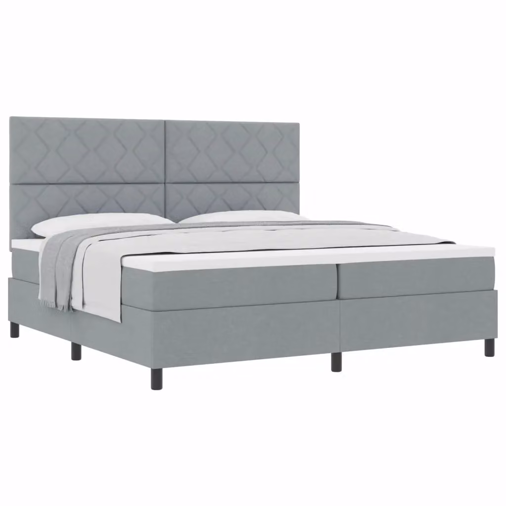 Letto a molle con testiera vidaXL in tessuto grigio L: 200 cm, P: 200 cm, H: 280 cm – 2