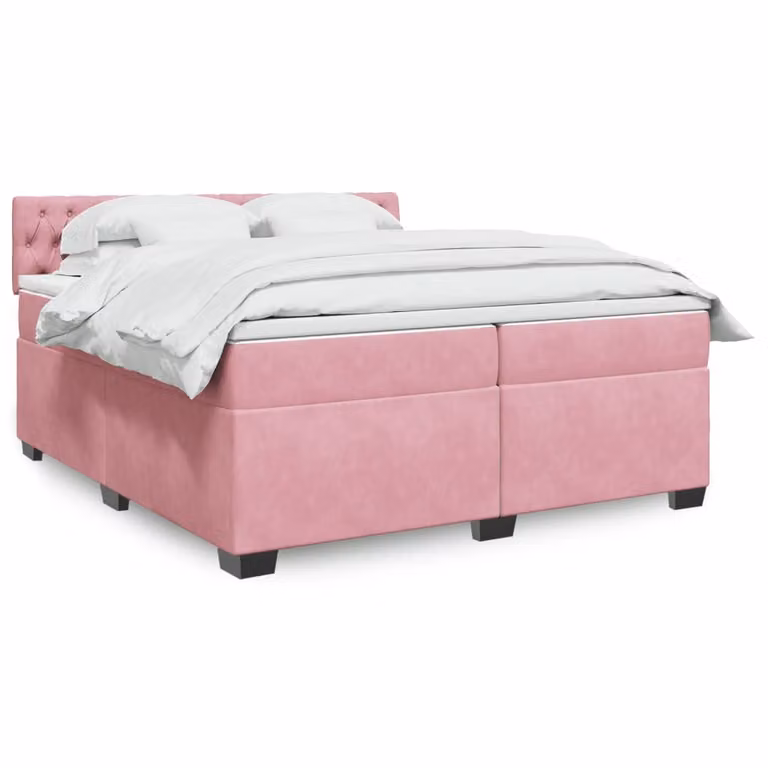 Maison Exclusive - Giroletto a Molle con Materasso Rosa 200x200 cm in Velluto