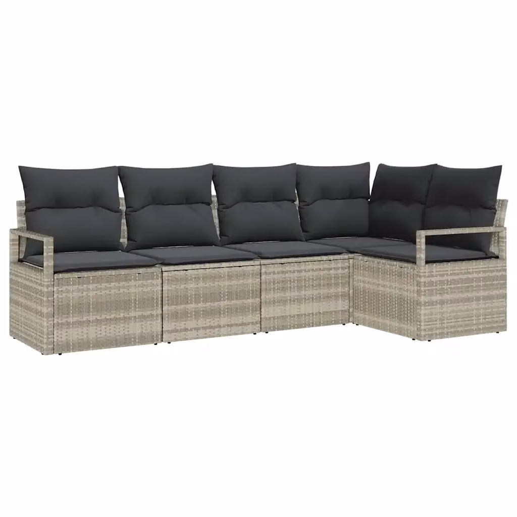 Set di divani da giardino vidaXL a forma di L in polyrattan grigio con cuscini inclusi – 2
