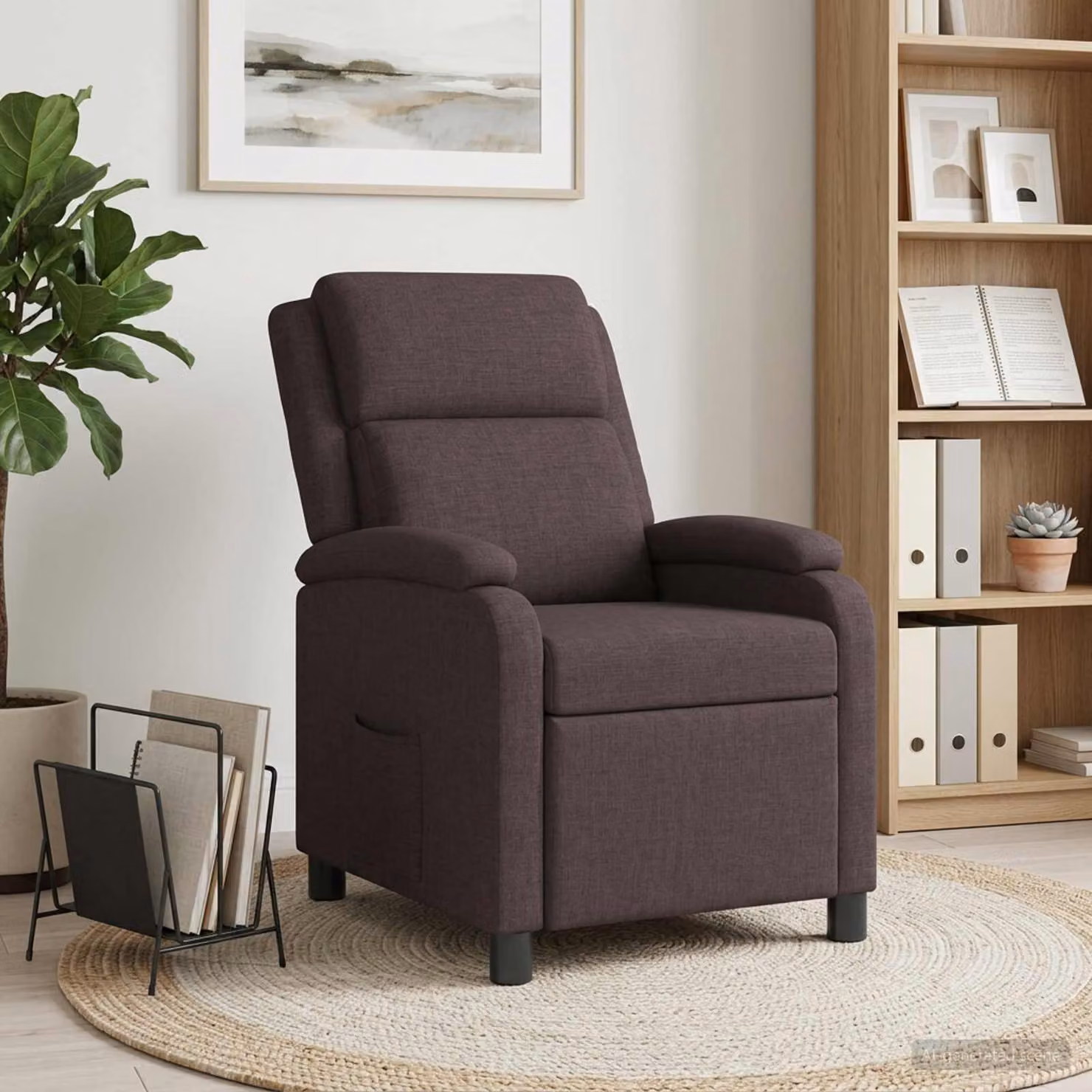 Poltrona reclinabile relax vidaXL in tessuto marrone con braccioli e design moderno