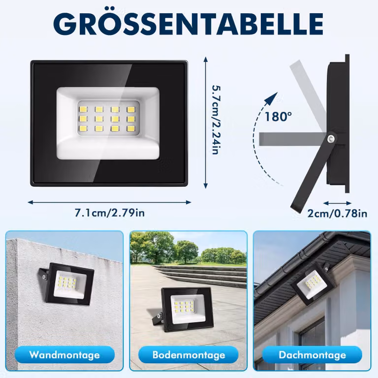 Fari a LED - Illuminazione da stadio - 10 W - Confezione da 5 - 6500 K (bianco freddo) - 220–240 V