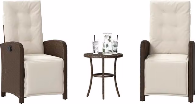 Set Bistrò 3 pz con Cuscini Marrone in Polyrattan 365202
