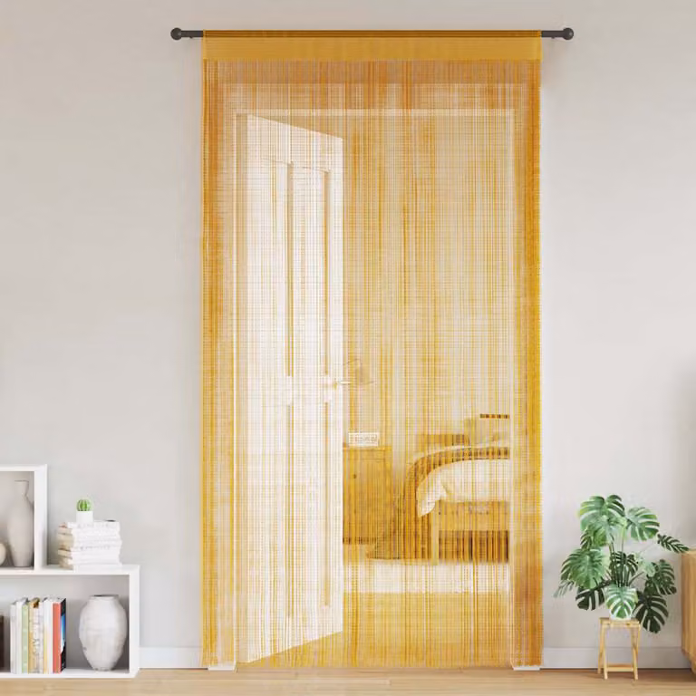 Set di 2 tende semitrasparenti vidaXL in poliestere color oro, modello moderno con passante per bastone, L: 100 cm, H: 250 cm