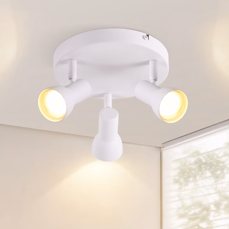 ZMH faretto da soffitto 3 fiamme plafoniera corridoio plafoniera design moderno faretto rotondo interno bianco soffitto spot metallo GU10 orientabile per camera da letto soggiorno cucina (senza lampadina)