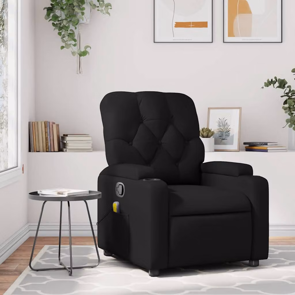 vidaXL Poltrona reclinabile relax in similpelle nera con braccioli