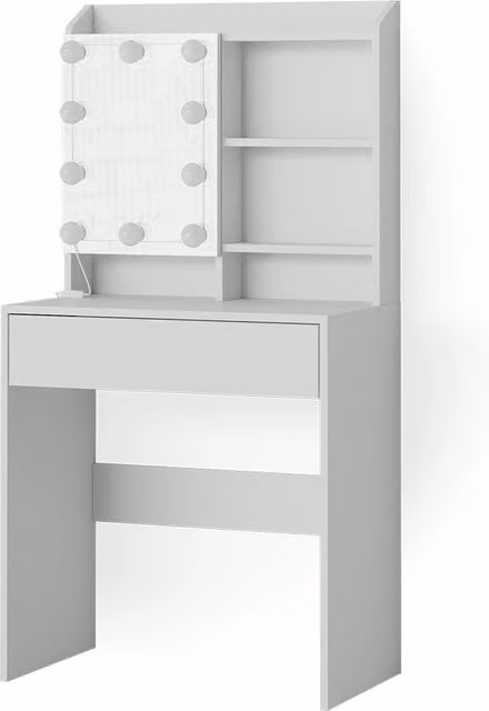 Tavolo da toeletta Laura Vicco bianco con illuminazione a LED L: 70 cm, P: 40 cm, H: 136 cm – 1