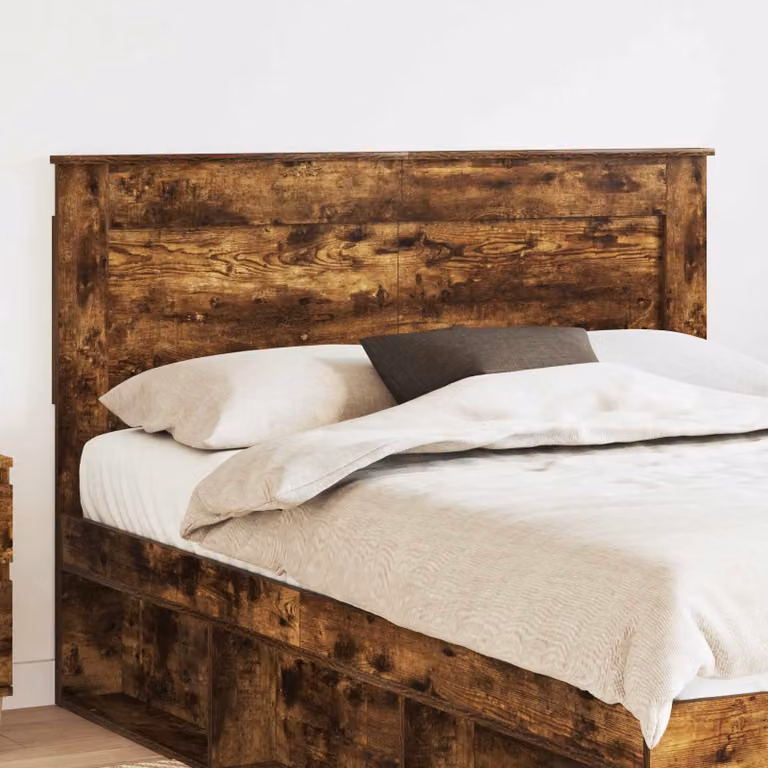 Testiera per letto moderna vidaXL in legno ingegnerizzato rovere fumé marrone