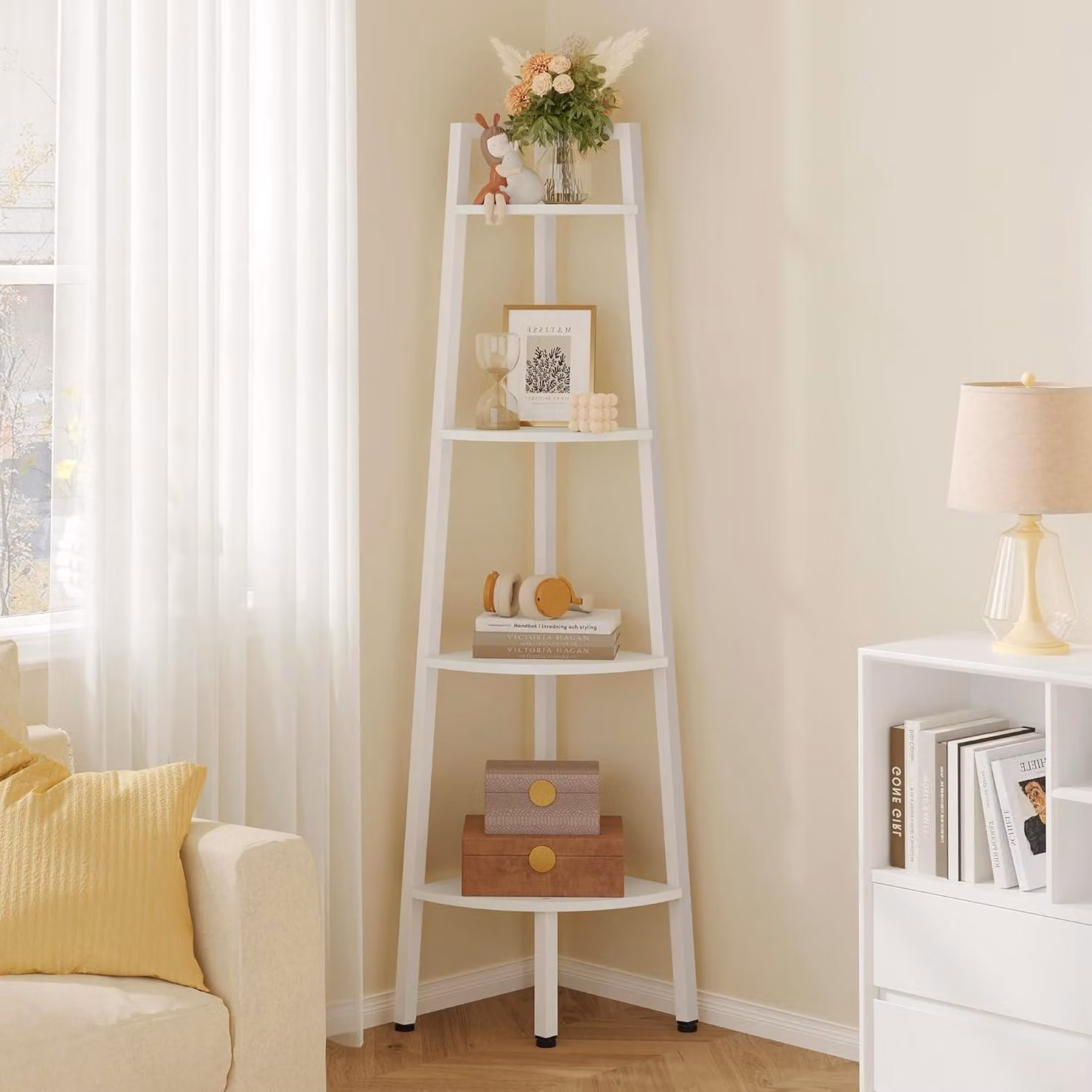 Scaffale a 4 ripiani, ideale per il soggiorno, design industriale, scaffale portaoggetti
