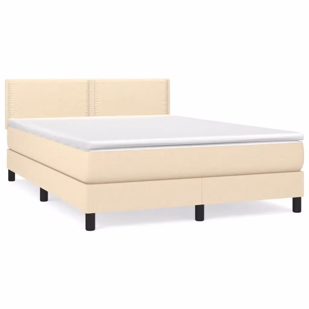 Letto Ibrido vidaXL con Giroletto a Molle e Materasso in Tessuto, Colore Beige e Bianco, L/P/H: 140 x 200 x 88 cm – 2