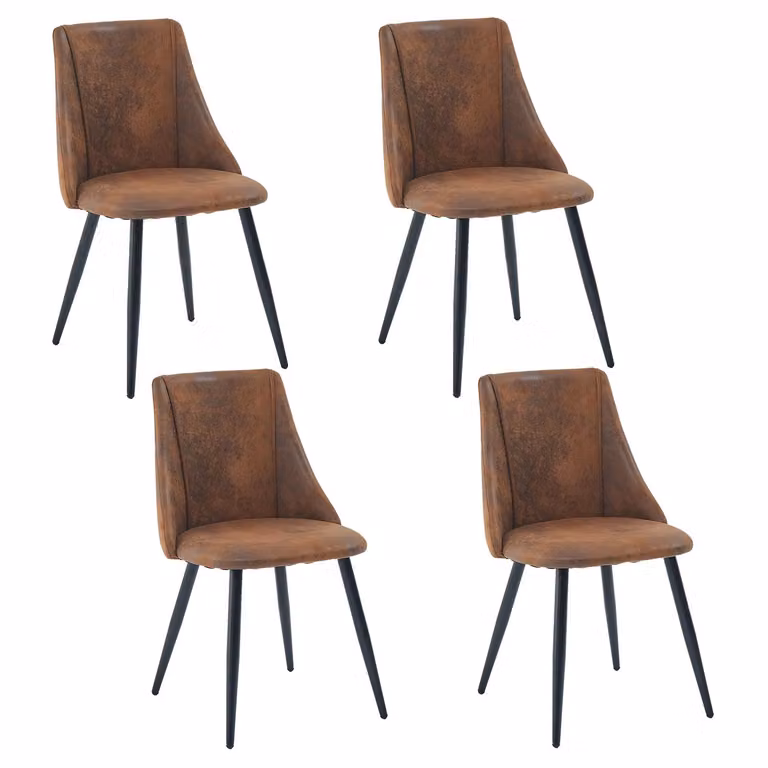 Meubles Cosy Set di 4 sedie da pranzo in stile industriale in pelle scamosciata con gambe in metallo nero – SMEG