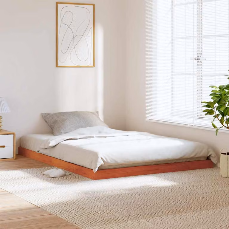 vidaXL Giroletto in legno massello di pino color marrone cera con doghe piatte L: 139,0 cm, P: 193,5 cm