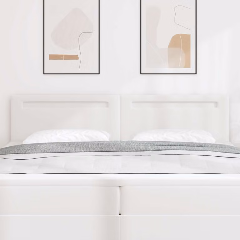 Testiera per letto con illuminazione LED vidaXL in pelle sintetica bianca e legno