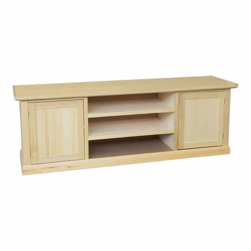 Porta TV Mobili 2G in legno di pino grezzo con 2 porte e 3 vani a giorno L 160 cm, P 45 cm, H 56 cm – 1