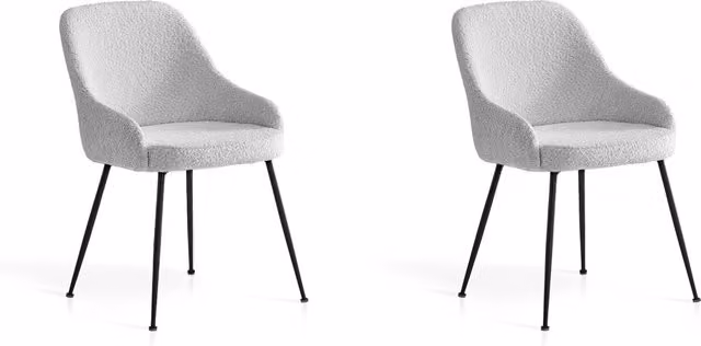 Set 2 sedie da pranzo Hispanohogar ferro e tessuto bouclé bianco avorio 82×51×59 cm