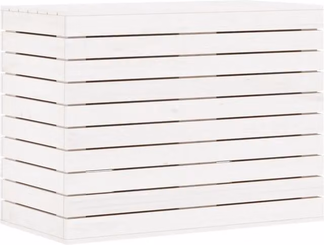 Cesto per Bucato Design In Bianco con Coperchio in Legno Massello di Pino L: 88,5 cm, P: 44 cm, H: 66 cm CFW2145790