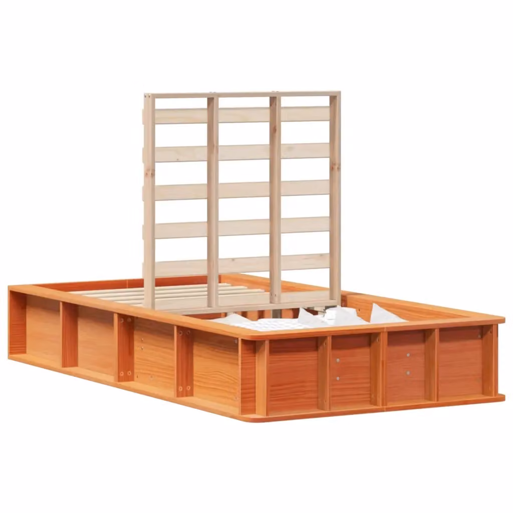 Struttura del letto moderna vidaXL in pino massello marrone cerato – 2