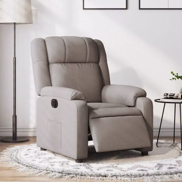 Poltrona Reclinabile Elettrica vidaXL in Tessuto Beige e Grigio con Braccioli e Funzione Auto-Return