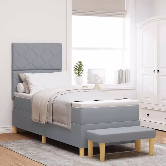 Letto a molle con testiera vidaXL in tessuto grigio, L 80 x P 200 x H 45 cm – 1
