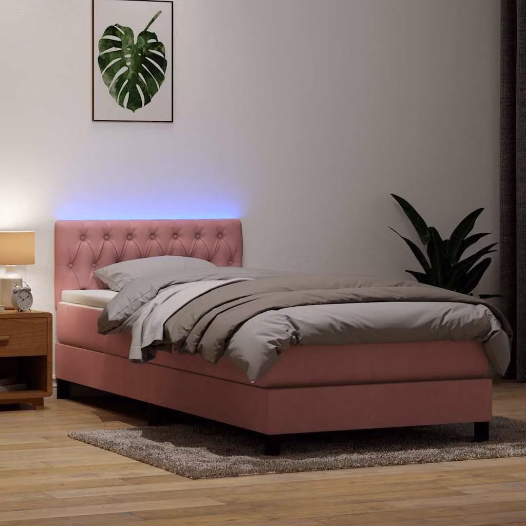 Maison Exclusive - Letto a Molle con Materasso e LED Rosa 80x220 cm Velluto