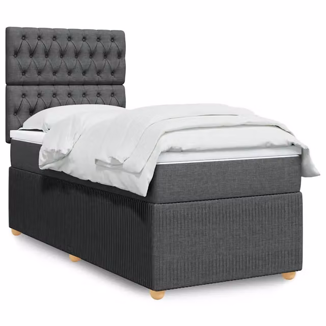 Letto Ibrido vidaXL con Materasso a Molle e Struttura in Legno, Grigio e Bianco, L 100 x P 200 cm