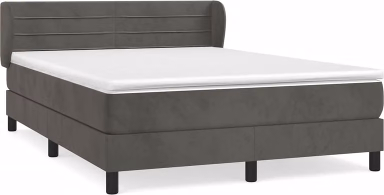 Giroletto a Molle con Materasso Grigio Scuro 140x200 cm Velluto