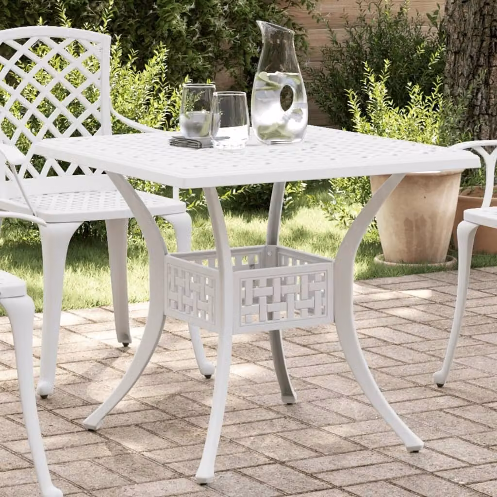 Maison Exclusive - Tavolo da giardino bianco, 80x80x75 cm, in alluminio verniciato