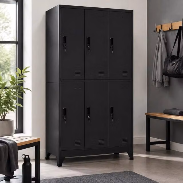 Locker Cabinet, Black, 90x45x180 Cm, Steel