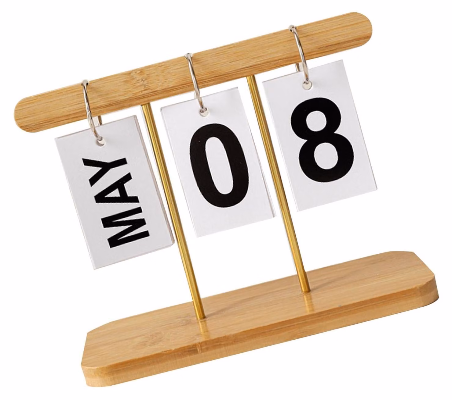 Calendario da scrivania a fogli mobili, modello "Perpetual Daily Flip". Calendario da scrivania in legno