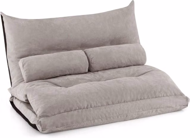 Divano letto 2 posti regolabile con 2 cuscini-Sofa pieghevole con schienale regolabile Grigio