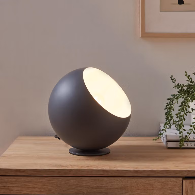 Lampada da tavolo 'Lukkodso' 1xE27 lampada da tavolo Ø20 x 20 cm con paralume sferico metallo grigio