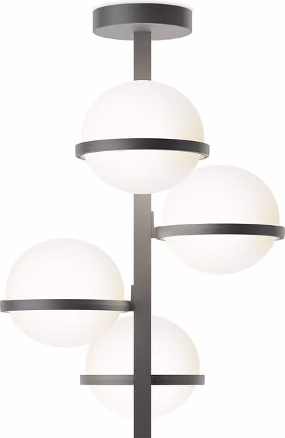 Plafoniera Vibia Palma in metallo e vetro con tecnologia LED dimmabile e sistema Casambi, disponibile in bianco o nero