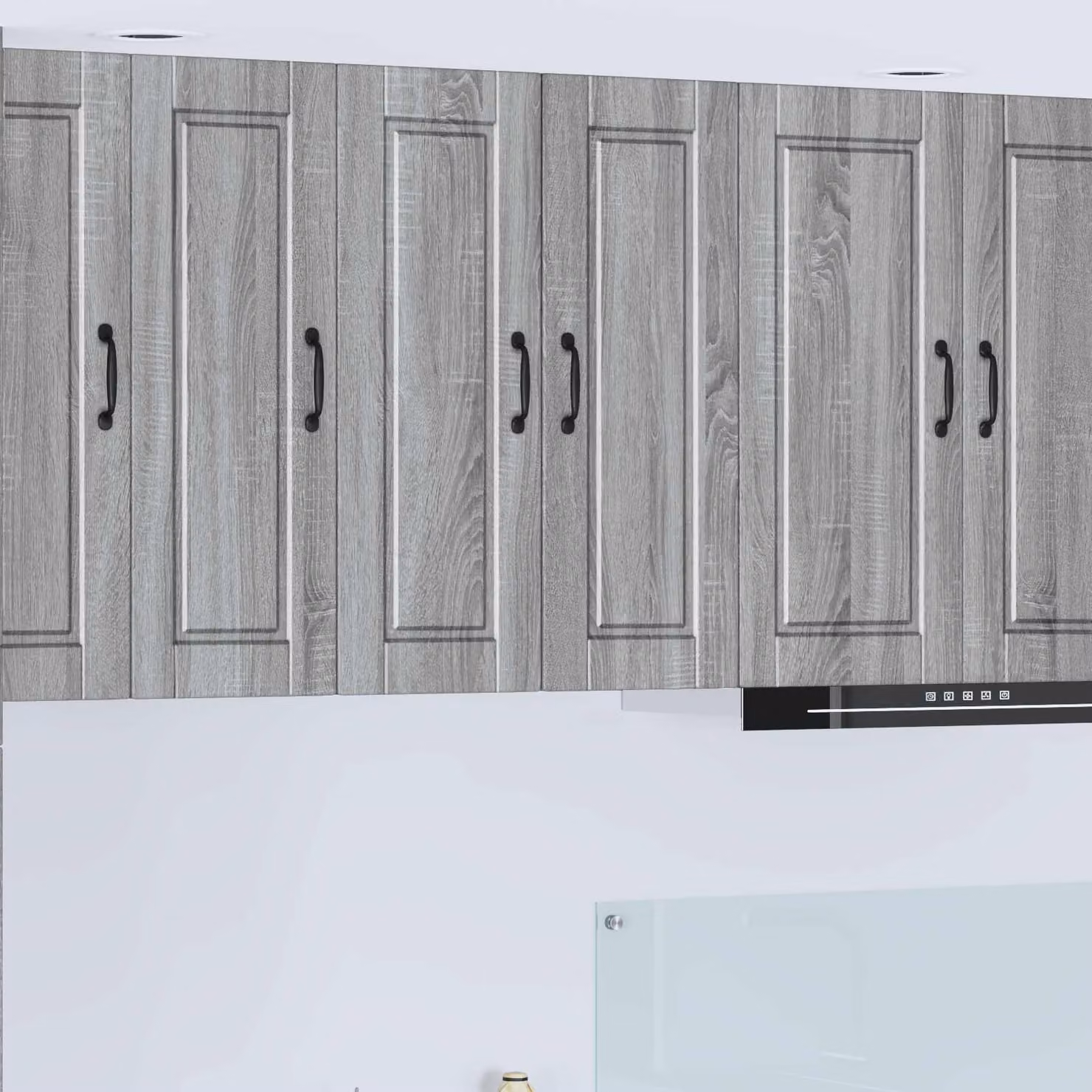 Set di 2 armadietti a muro vidaXL PORTO per cucina, colore grigio, in legno ingegnerizzato MDF, con ante a battente e ripiani interni, L/P/H: 80 x 30 x 31 cm
