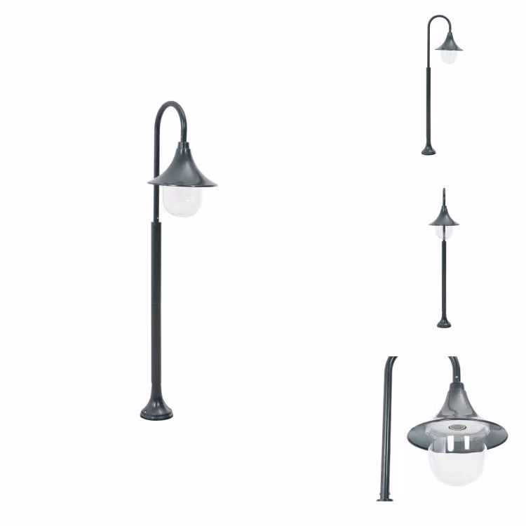vidaXL Paletto luminoso da giardino E27 120 cm in alluminio verde scuro - Illuminazione esterna