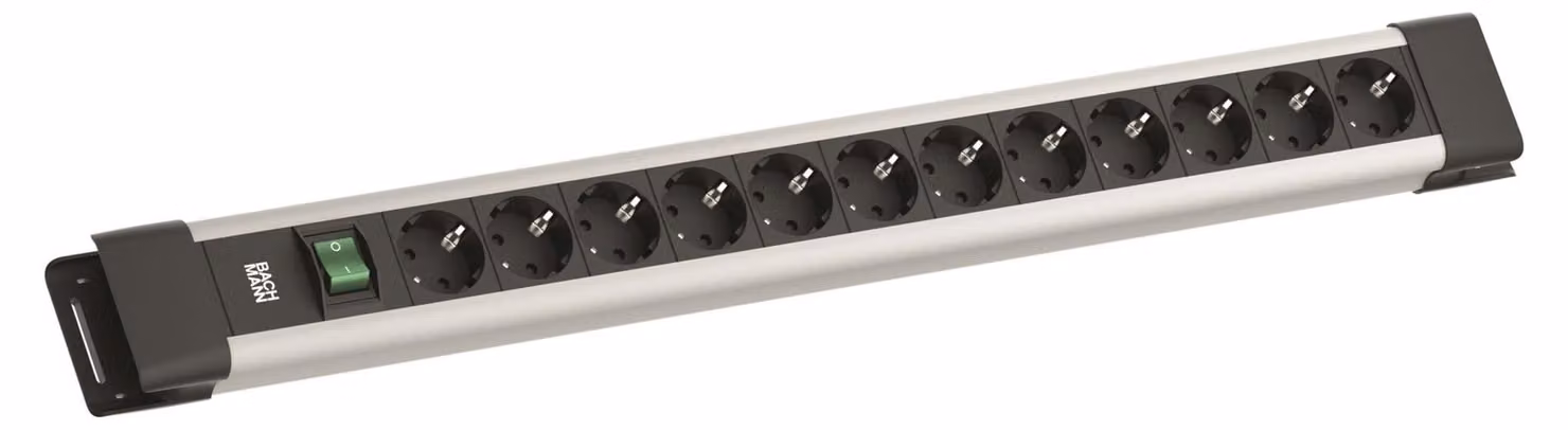 BACHMANN CONNECTUS 12xCEE7/3, 1xinterruttore 2,0m CEE7/7 Grigio